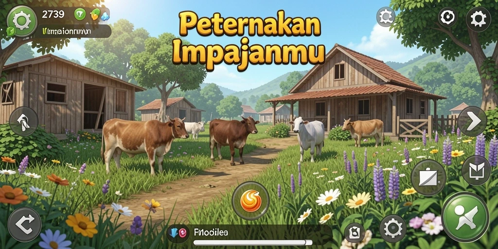 Screenshot menunjukkan pemain mengelola pertanian dengan sukses di 2739.