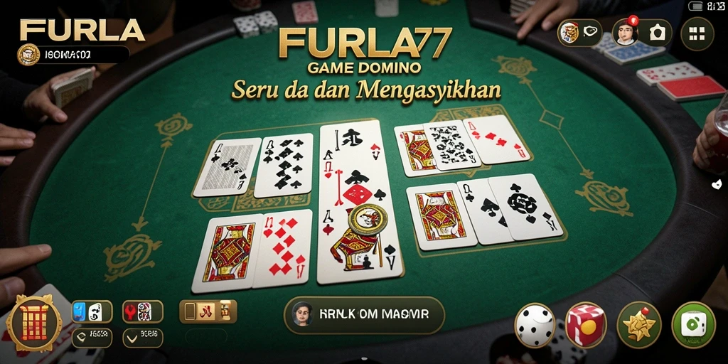 Screenshot FURLA77 menampilkan gameplay Domino yang seru.