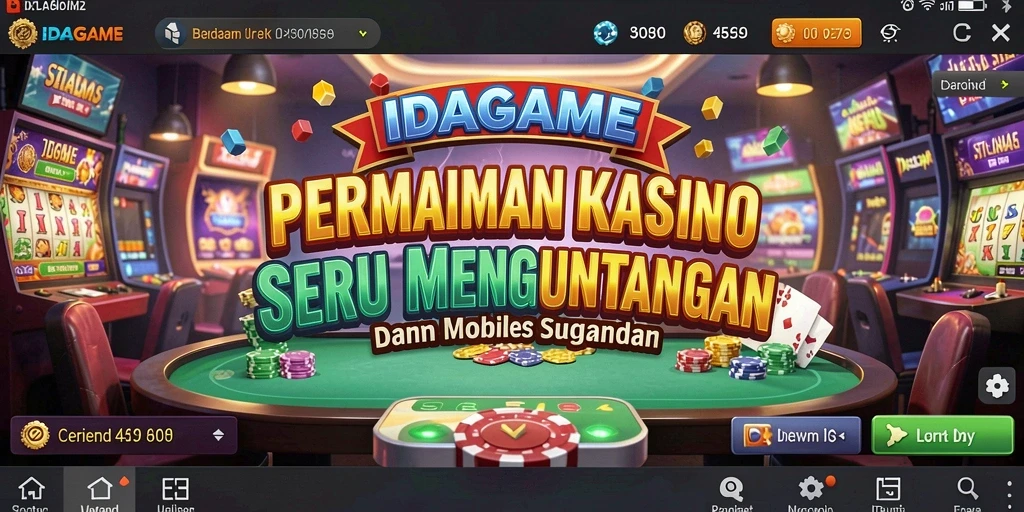Tampilan interaktif dan menarik dari gameplay kasino di IDAGAME.