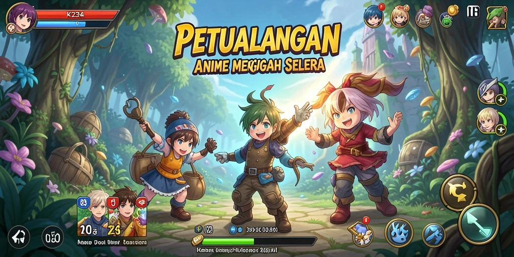 Tangkapan layar permainan K234 yang menampilkan karakter Anime yang dinamis.