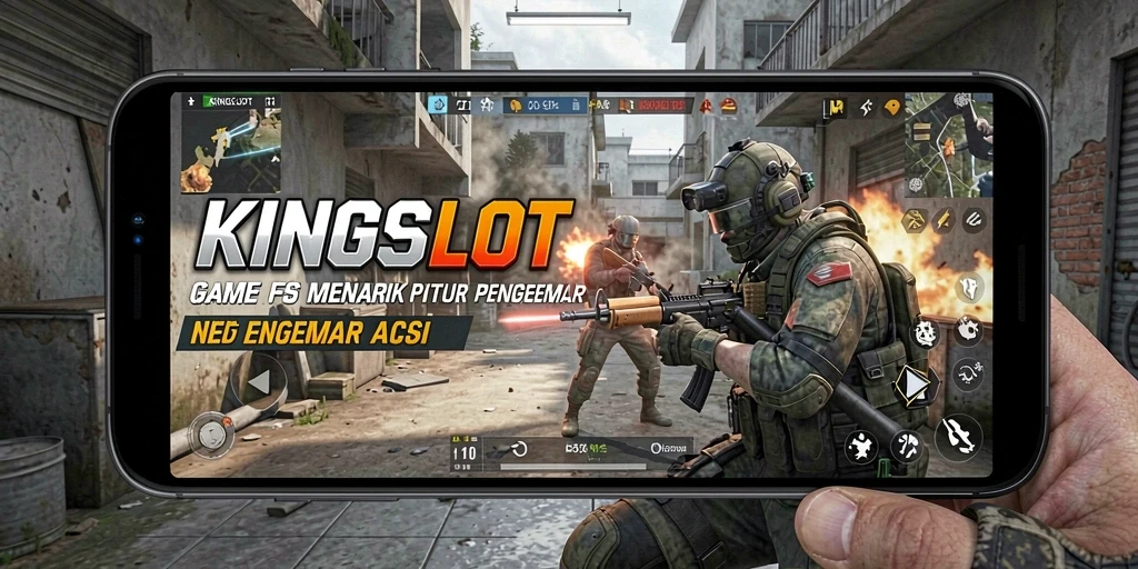 Screenshot KINGSLOT menampilkan aksi gameplay FPS yang intens.