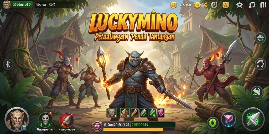 Tampilan gameplay LUCKYMINO yang mendebarkan dalam petualangan seru.