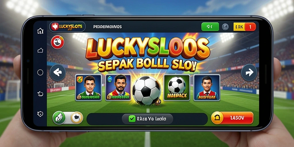 Screenshot gameplay LUCKYSLOTS yang menunjukkan keseruan permainan slot sepak bola.