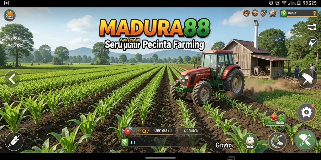 Tampilan gameplay MADURA88 dengan ladang pertanian yang asri.