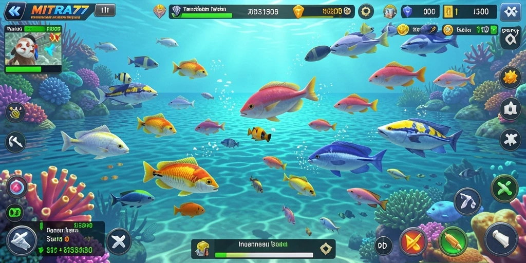 Screenshot gameplay MITRA77 yang penuh aksi Tembak Ikan.