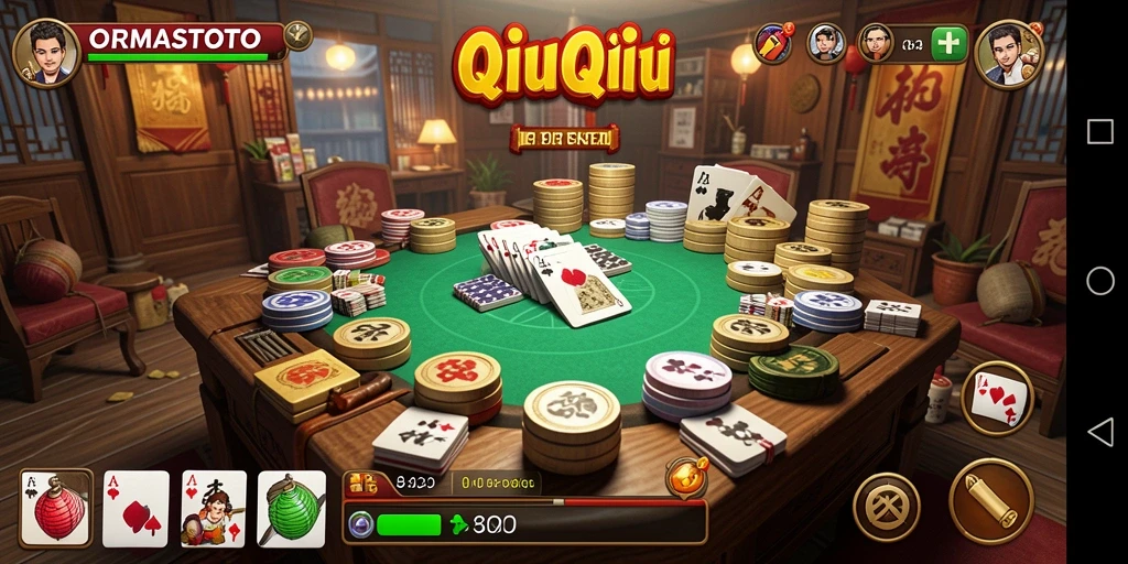 Tampilan gameplay ORMASTOTO yang menegangkan saat permainan QiuQiu.