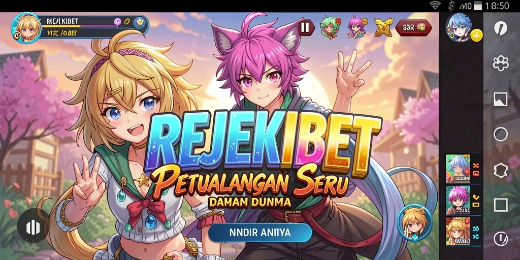 Screenshot gameplay REJEKIBET menampilkan pertempuran seru karakter anime.