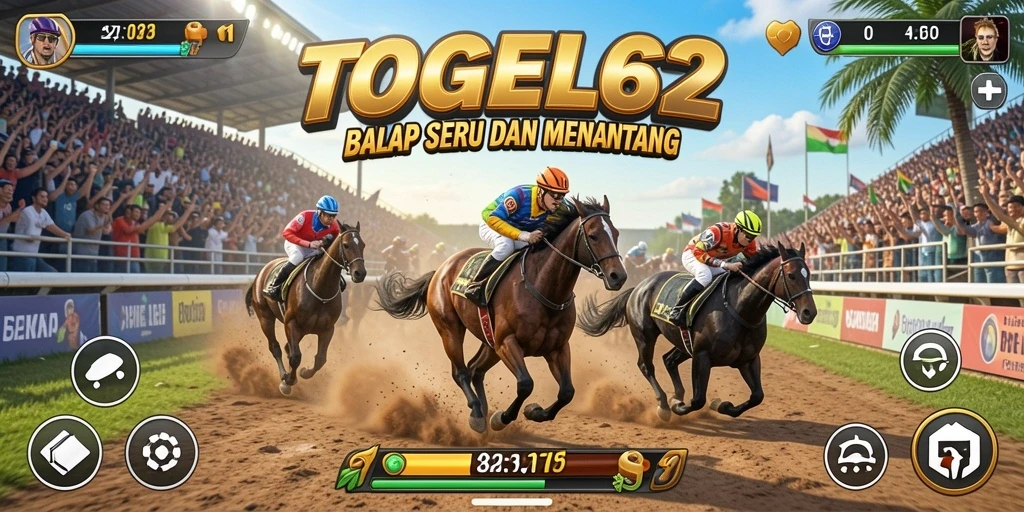 Screenshot utama TOGEL62 dengan suasana balap yang mendebarkan.